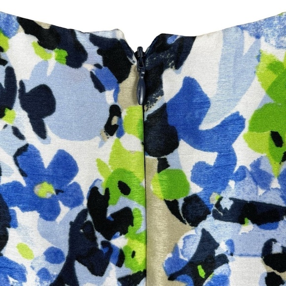 Black Label by Evan-Picone Blue & Green Floral Faux Wrap Sleeveless Dress Sz. 14 - Picture 7 of 12